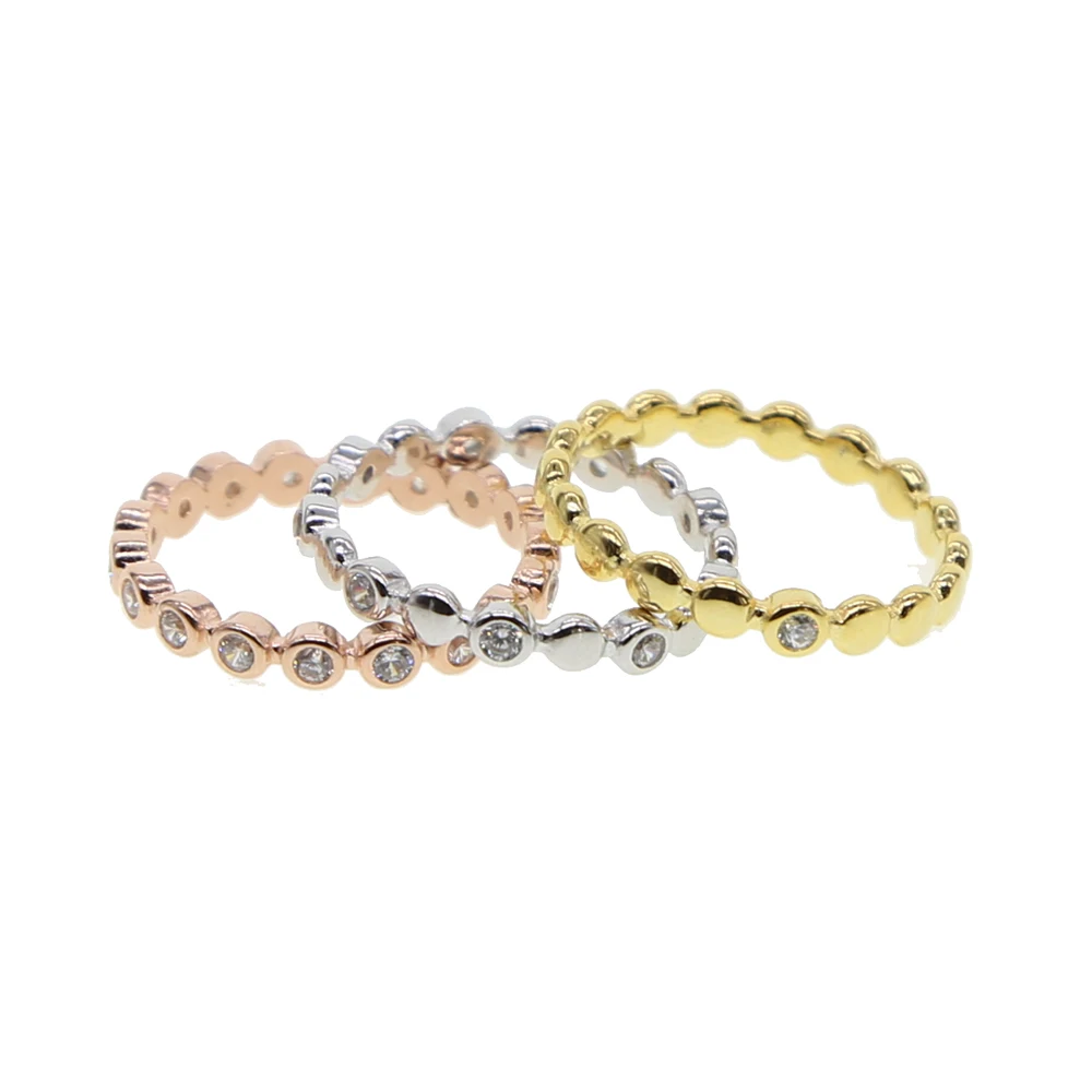 

Genuine 925 Sterling Silver Midi Knuckle Stacking Rings 3 COLORS gold rose silver color round geometric simple cz eternity band