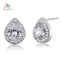 Pavo real Estrella 1 Ct Creado Diamante 925 Pendientes de Plata Esterlina Joyería de la dama de Honor CFE8032