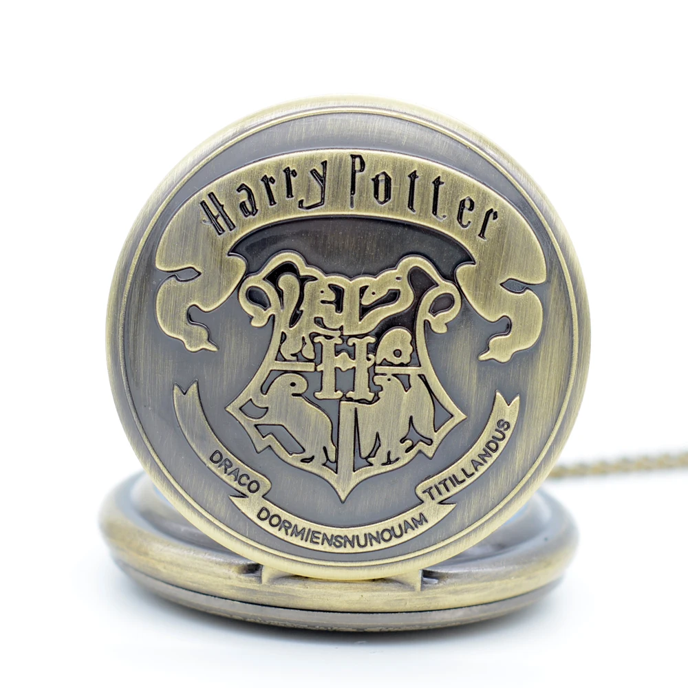 Новая Мода Бронзовый Гарри Поттер Хогвартс Школа символ H циферблат кварцевые карманные часы аналоговый кулон цепочки и ожерелья для мужчин