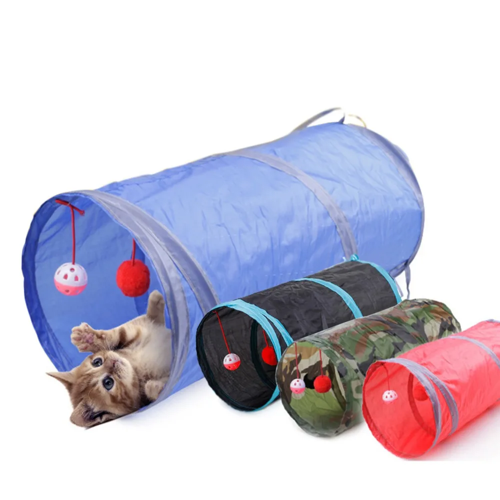 

Funny Pet Cat Tunnel 2 Holes Play Tubes Plush Balls Foldable Crinkle Kitten Toys Puppy Rabbit Ferrets Tube Dog Cat Tunnel Tubes