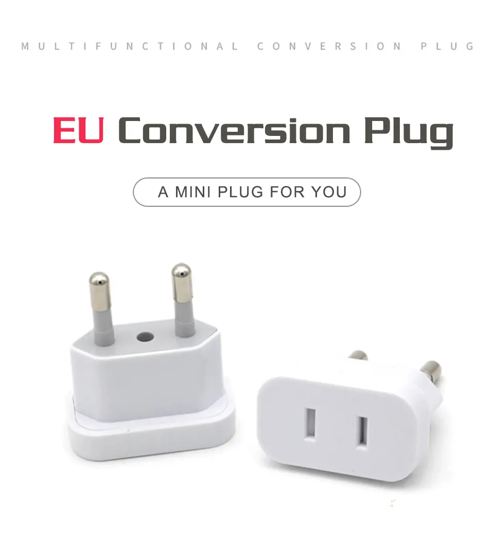 1PC US To EU Plug USA To Europe Travel Wall AC Power Plug Safety Door Design Charger Outlet Adapter Converter 2 Round Pin Socket (1)