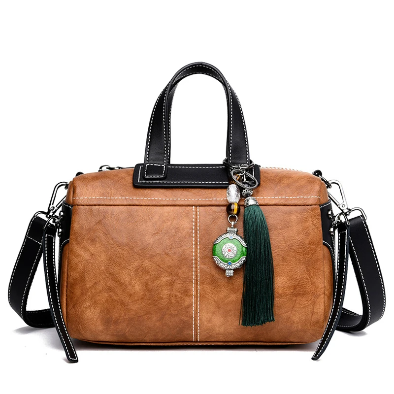 

Women Handbags Cow Genuine Leather Ladies Shoulder Crossbody Bag Exquisite Pendant High Quality Large Women Messenger Bags 2018