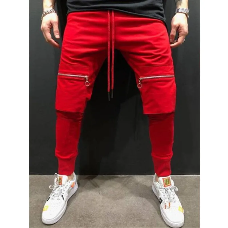 New Spring Sportswear Mens Pants Elastic Waist Sweatpants Loose Pockets Male Pants Joggers Casual Pants Men