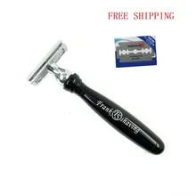 Frank Shaving-Безопасная бритва с двойным краем и ручкой из искусственного черного дерева+ бесплатное лезвие+# DE-01EB