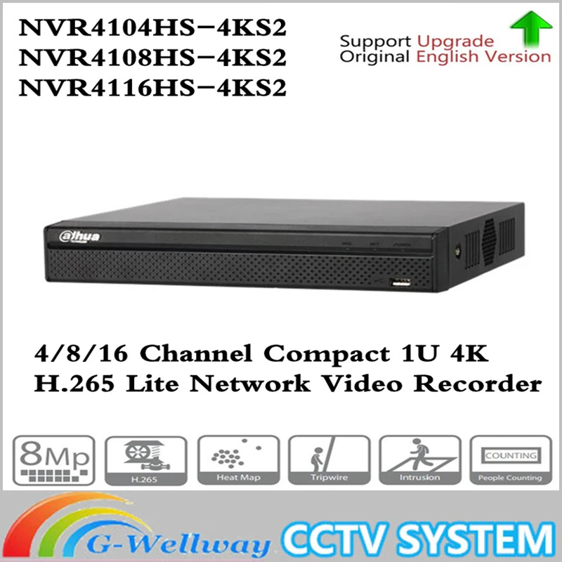 

Dahua NVR4104HS-4KS2 NVR4108HS-4KS2 NVR4116HS-4KS2 Lite NVR 4 8 16 Channel Compact 1U 4K H.265 ONVIF 80Mbps MAX 8MP Resolution