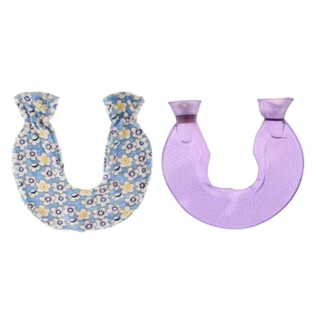 

4 Colors U-shape PVC Hot Water Pillow 1.4L Neck Rubber Warm Bottle With Cover Massager