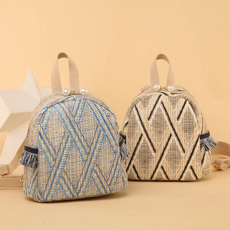 

Color weaving Straw Bags Women Summer Rattan Bag backpack Woven Beach Cross Body Bag Bohemia Bali Lowest price