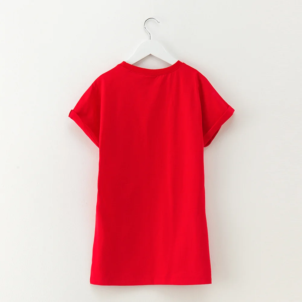 girls red tshirt dress
