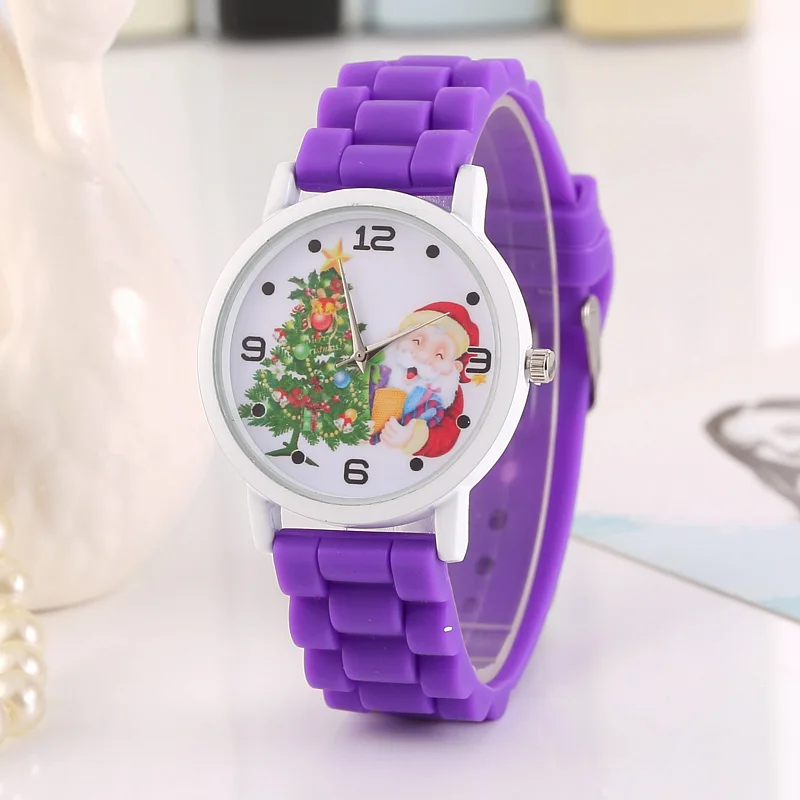 Милая детская Рождественская елка партнер модные часы веселое рождественские подарки силиконовый ремешок наручные часы Relojes hombre 2017 часы