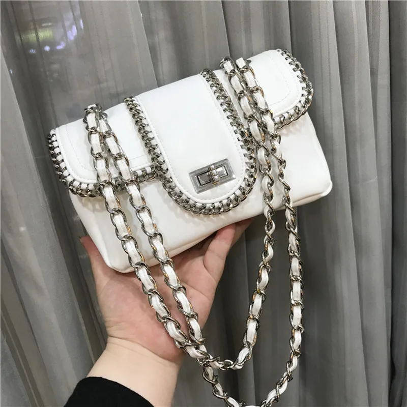 

2019 NEW Women Handbags Unique Chain Edge Design Genuine Leather Soft Sheepskin Bag Lady Shoulder Crossbody Messenger Bags Flap