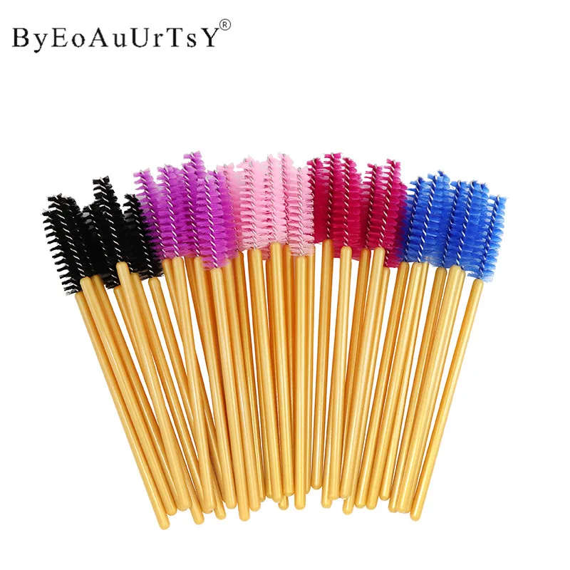 

Gold Handle Nylon Brushes Eyelash Extension Eyelashes Mascara Wands Applicator Makeup Brushes 200pcs Wholesale