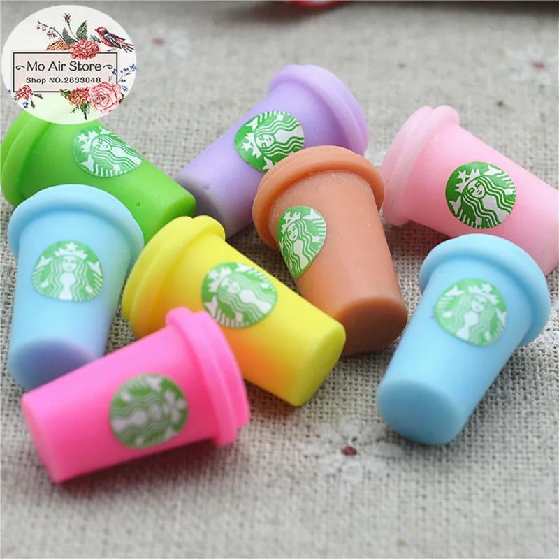 10 шт. 3D Круглый Кофе Frappuccino чашка Кабошон из смолы с плоской задней стороной имитация питания художественные поставки украшения Шарм Ремесло