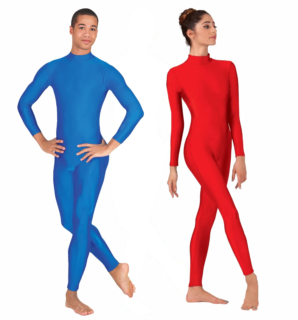 Спандекс Водолазка с длинным рукавом без ног Unitards для женщин нейлон цельнокроеное черное танцевальное боди костюмы зентай