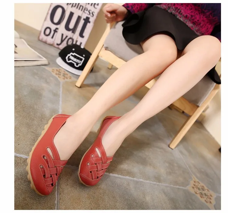 Hot Sale 2016 Spring New PU Leather Woman Flats Moccasins Comfortable Woman Shoes Cut-outs Leisure Flat Woman Casual Shoes ST181 (3)