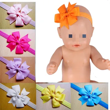 

17inch Doll Accessories Bow Tie Headband DIY Grosgrain Ribbon Elastic Hair Bands for 43CM Baby Doll