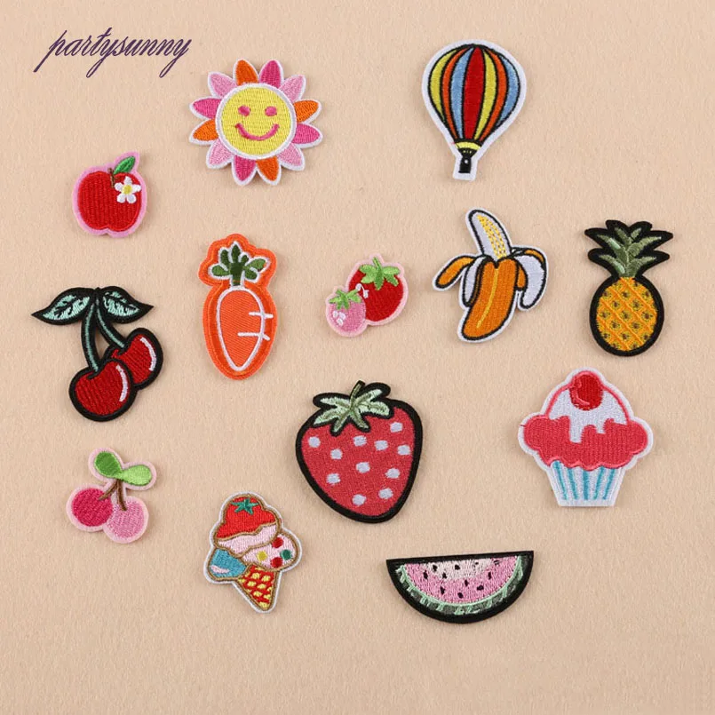 

PF 13pcs/lot Embroidery Patches Apple Balloon Cartoon Motif Patch Sewing Ironing Stickers for Clothes Hat Bag Craft Badges TB014