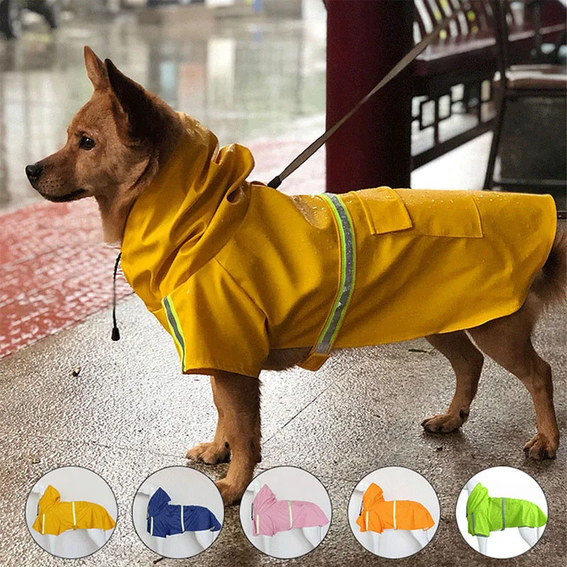 Дождевик для собак на открытом воздухе светоотражающий дождевик для собак пальто пончо водонепроницаемый ПУ Одежда для домашних животных для маленьких средних и больших Экстра больших собак
