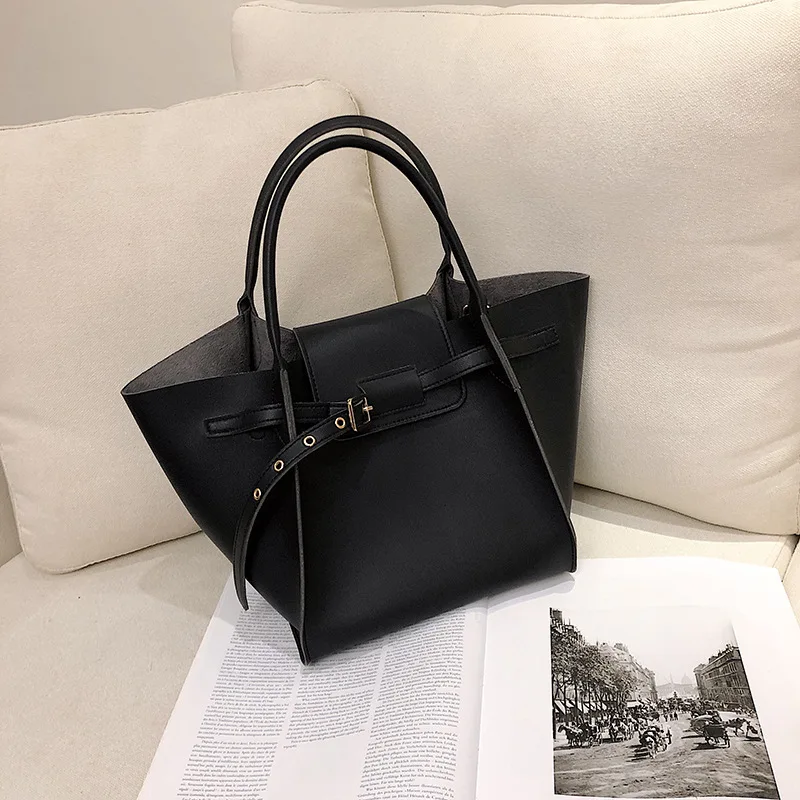 JI HAO, дизайн, сумки для женщин, из искусственной кожи, женская сумка на плечо, простая женская сумка, модная универсальная сумка-тоут - Цвет: Black