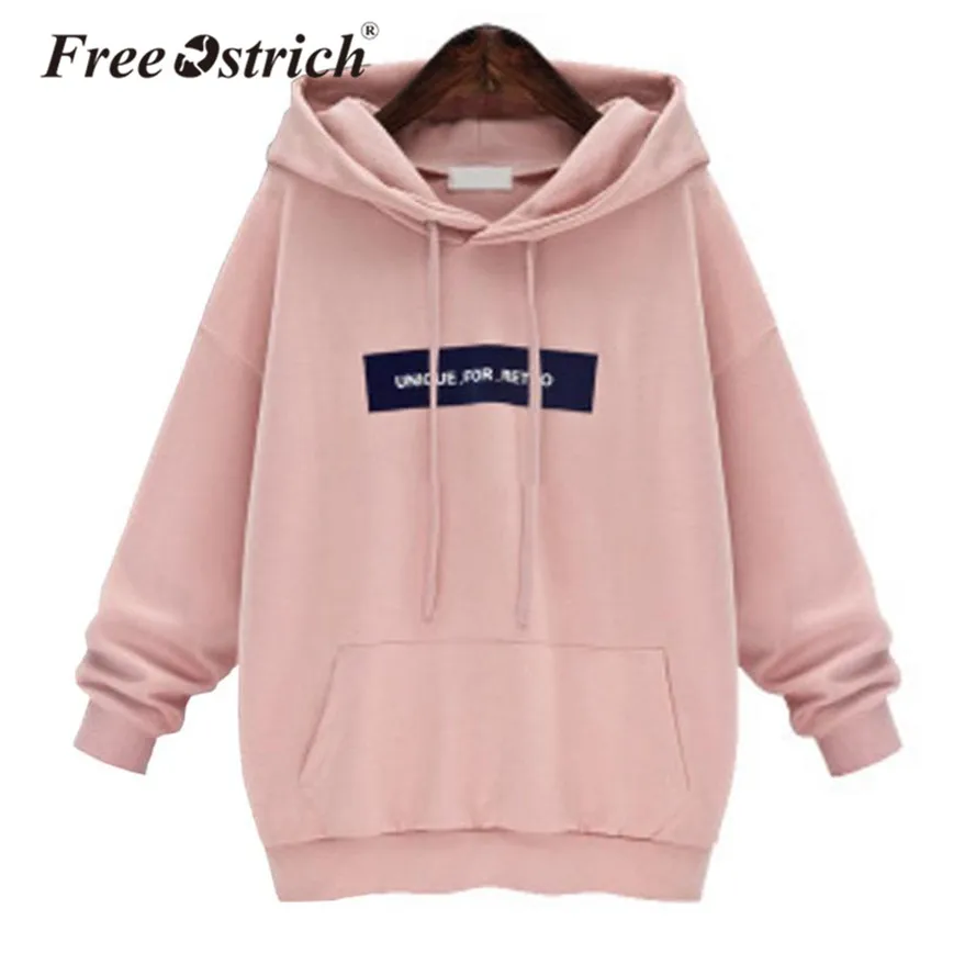 

Free Ostrich Blouse Sweatshirt Long Sleeve Letter Solid Sudadera Mujer Jumper Women Clothing Pullover Hooded Dropshipping De13