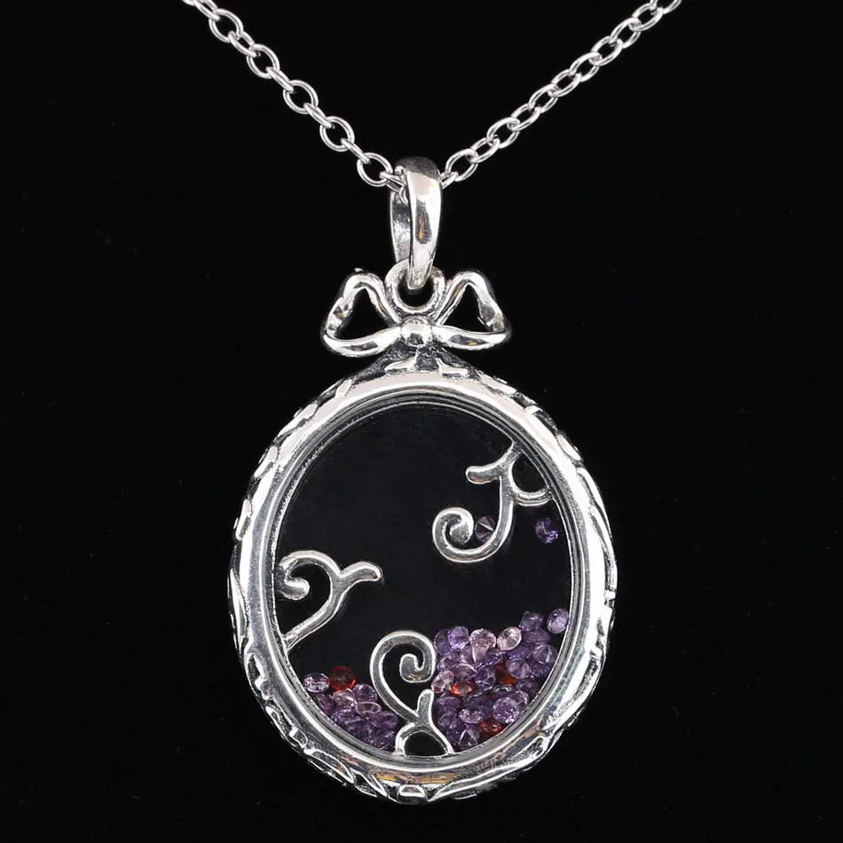 

New 925 Sterling Silver Necklace Dazzling Regal Pattern With Crystal Necklace For Women Wedding Gift Pandora DIY Jewelry