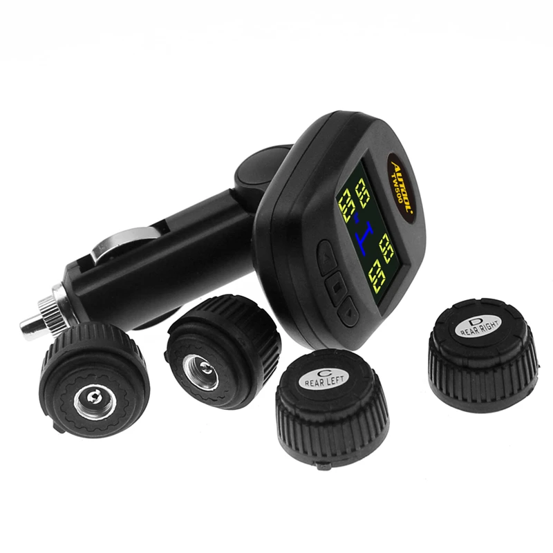 AUTOOL TW500 Car TPMS Tire Pressure Alarm Universal Wireless Autos TPMS Tire Pressure Monitor System+4 Internal External Sensors