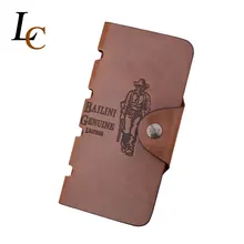 Hot Promotion Classic Vintage Male Hasp Hunter Bailini Brand Long Brown Leather font b Wallet b