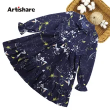 Детские платья для девочек, весна-осень, Vetement, детское платье с цветочным рисунком для девочек Детская подростковая одежда для девочек 6, 8, 10, 12, 14 лет