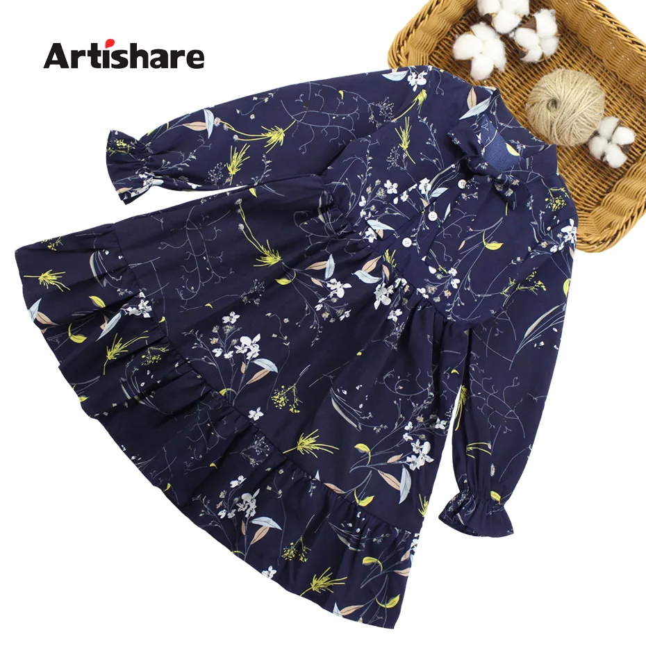 

Kids Dresses For Girls Spring Autumn Vetement Children Girl Floral Pattern Dress Kids Teenage Clothes For Kids Girl 6 8 10 12 14