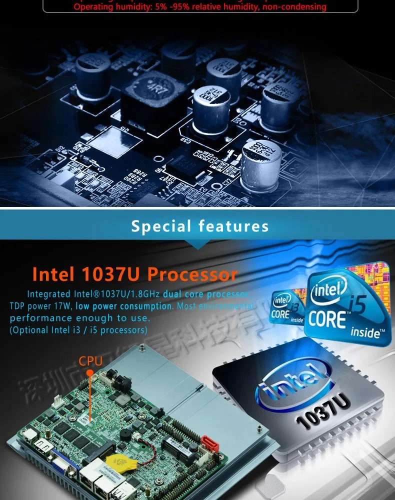 Для Intel 1037U материнской pos промышленные материнские платы Dual-Core 1037U материнской платы, 1 года гарантии