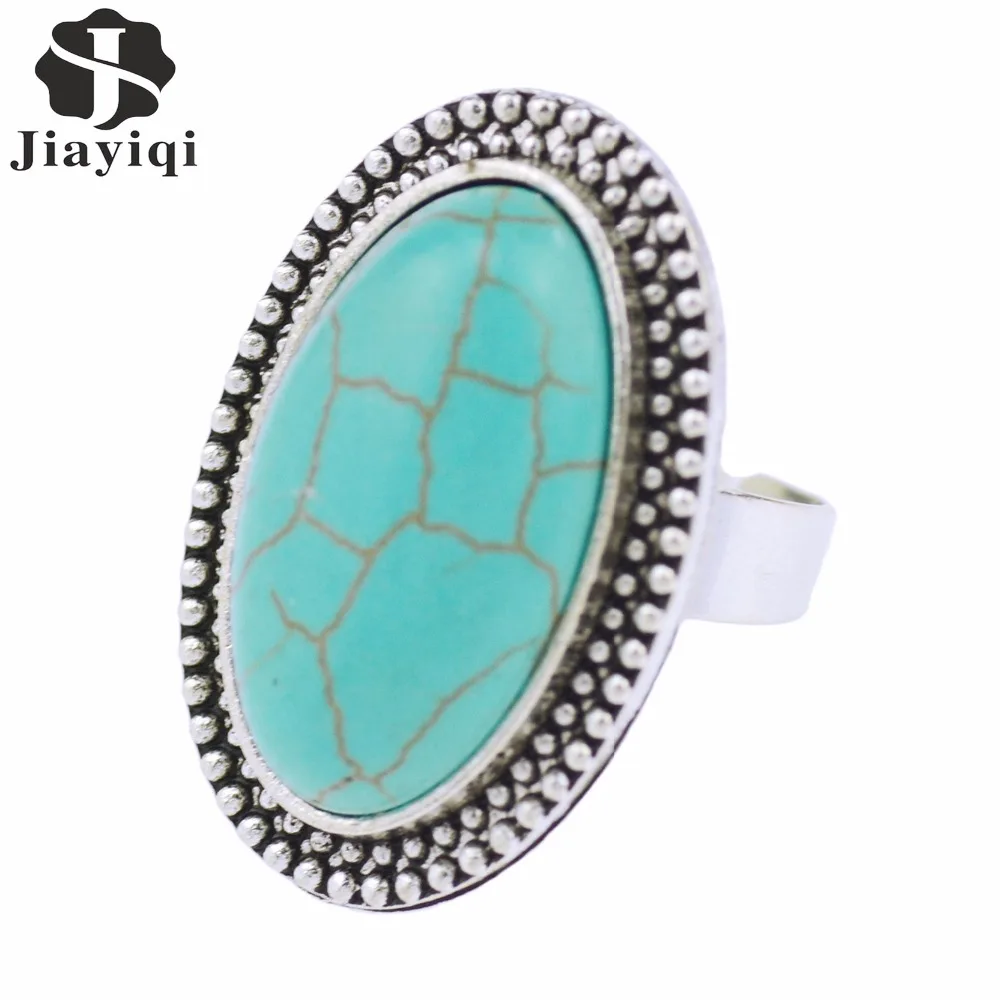 Jiayiqi 2017 Fashion Green Stone Rings Antique Color Ring With Drop Round Squares Style Mixed Design Big For Women New | Украшения и