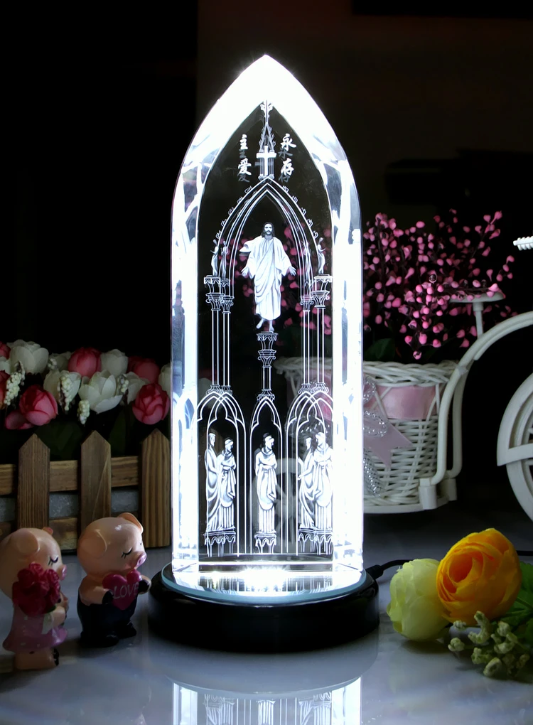 

Special offer --TOP Art Collectible collection Home Decor Decoration Religious 3D Jesus blessing Jesus Christ Crystal Image
