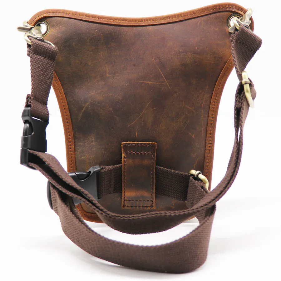 New First Layer Cowhide Genuine Leather Retro Men's Tactical Leg Pack Waist Fanny Bag Camera Phone Tool Kit Bags
