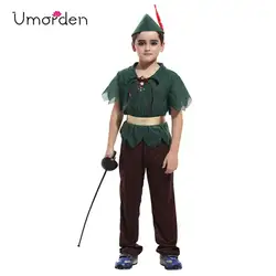 Umorden Пурим карнавальное костюмы на хеллоуин для детей Детская зеленый лес Питер Пэн Костюм для мальчиков вечерние Наряжаться