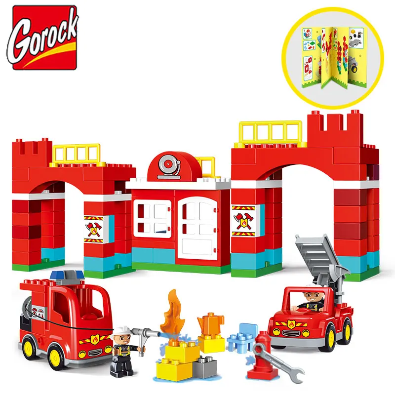 

Gorock 109PCS/SET City Fire Station Model Large Particles Building Block Fireman Figure DIY Brick Kid Toy Compatible With Duploe