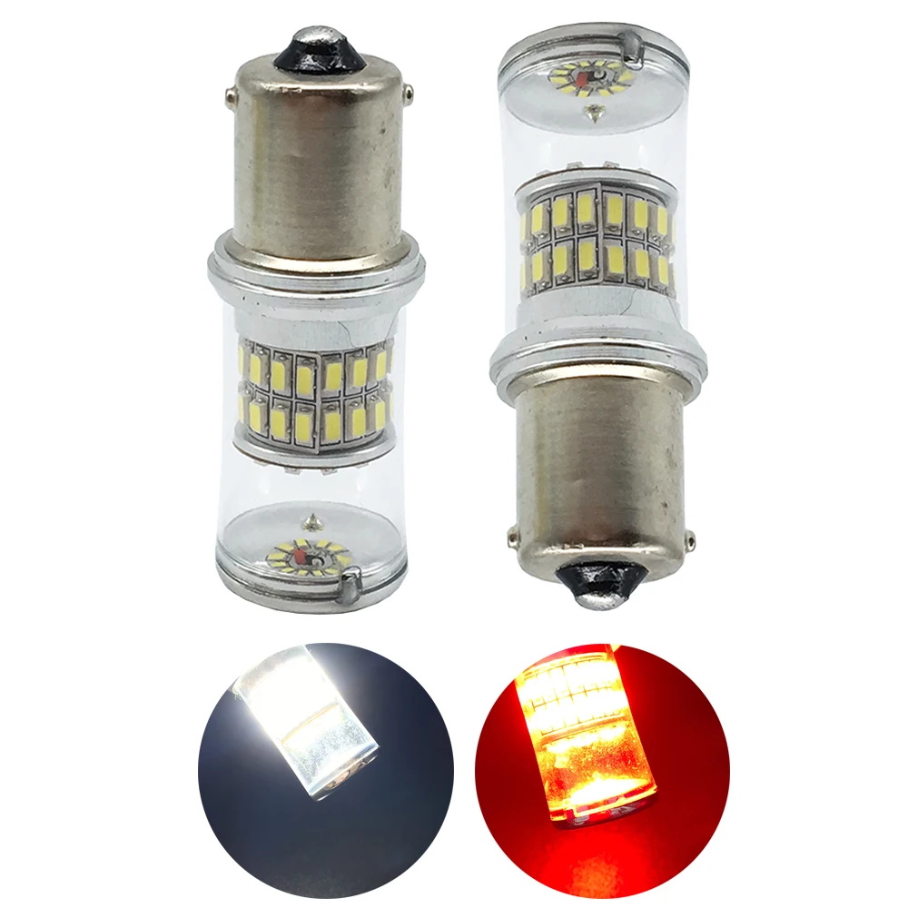 

2X Super Bright 1156 BA15S 1157 BAY15D 3014 48 SMD P21/5W Auto LED Bulb Turn Signal Brake light Lamps Leds White Red DC 12V