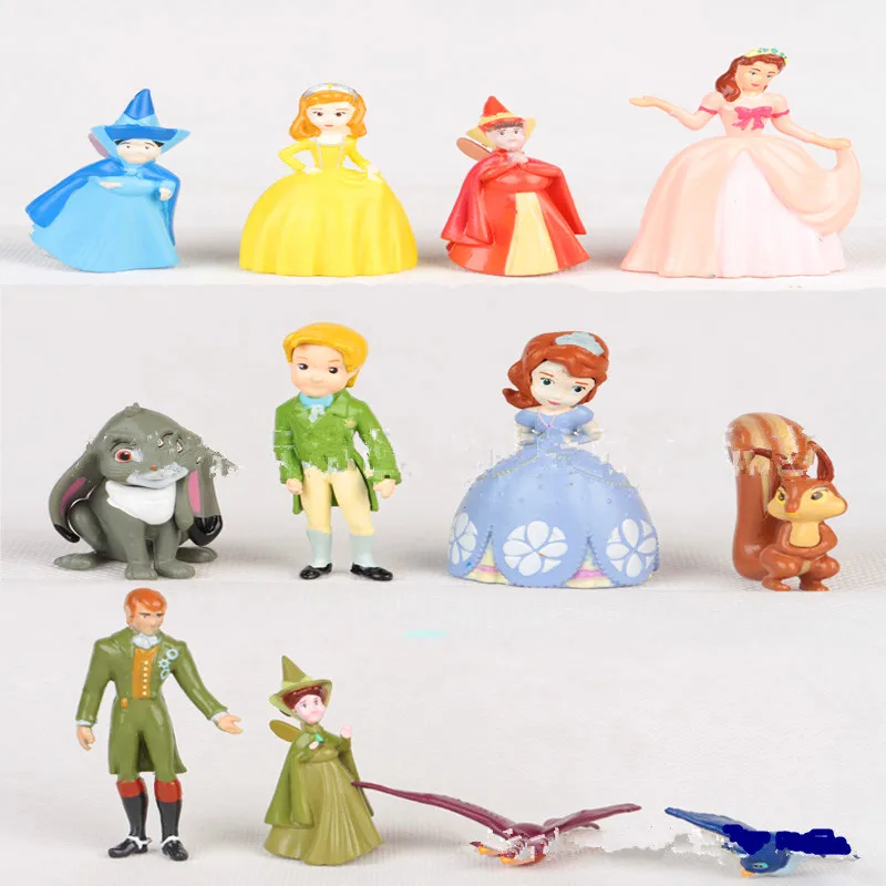 

12Pcs/set Decoration Sofia Queen King Records Sawyer Princess Prince PVC Action Figure Collectible Model Toy OPP 5CM B230