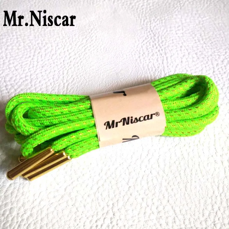 

Mr.Niscar 1 Pair Metal Head Gold Wire Green Round Shoelaces Basketball Athletic Running Shoe Laces Length 120cm/160cm Dia 0.4cm