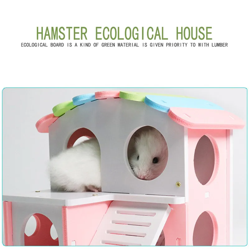 Дом хомяка двухэтажная лестница вилла красочная Кровать Дом для небольшого животного хомяка Крыса Мышь забавное гнездо сеть экологический дом