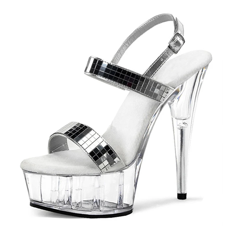 silver disco heels