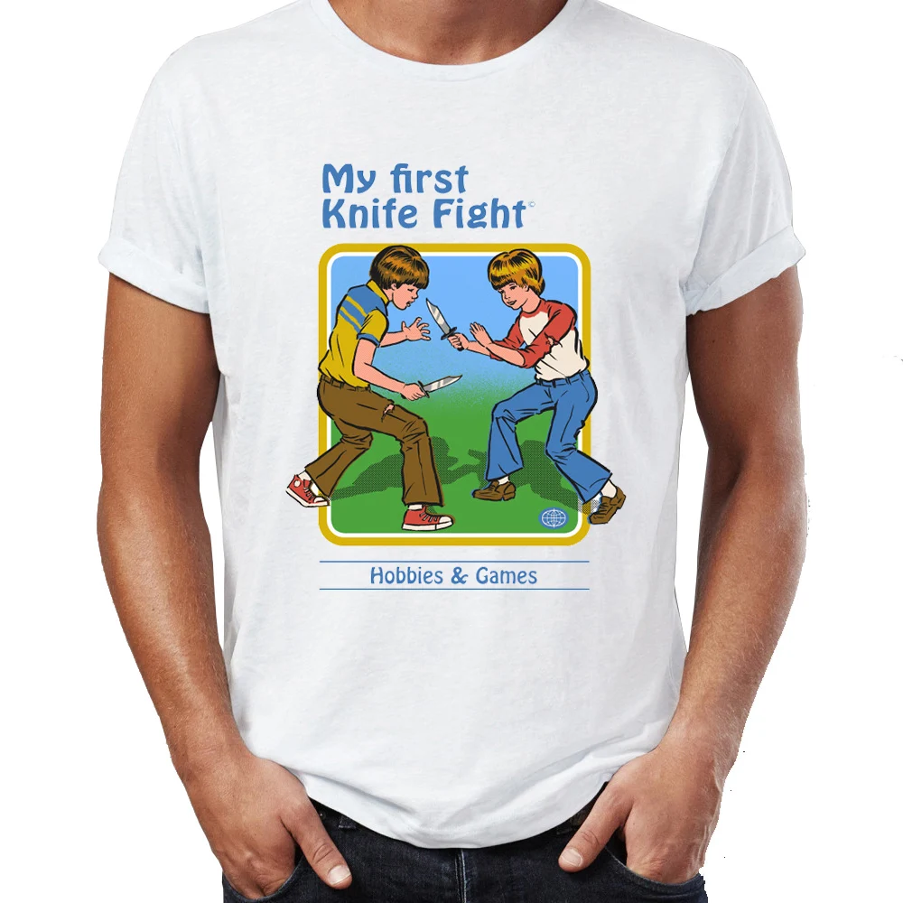 

Men's T Shirt My First Knife Fight Dry Humor Retro Artsy Tee