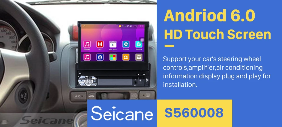 Excellent Seicane Android 6.0 7inch 1Din Car Stereo Audio CD DVD Player Radio HD Tochscreen GPS Navigation System 2