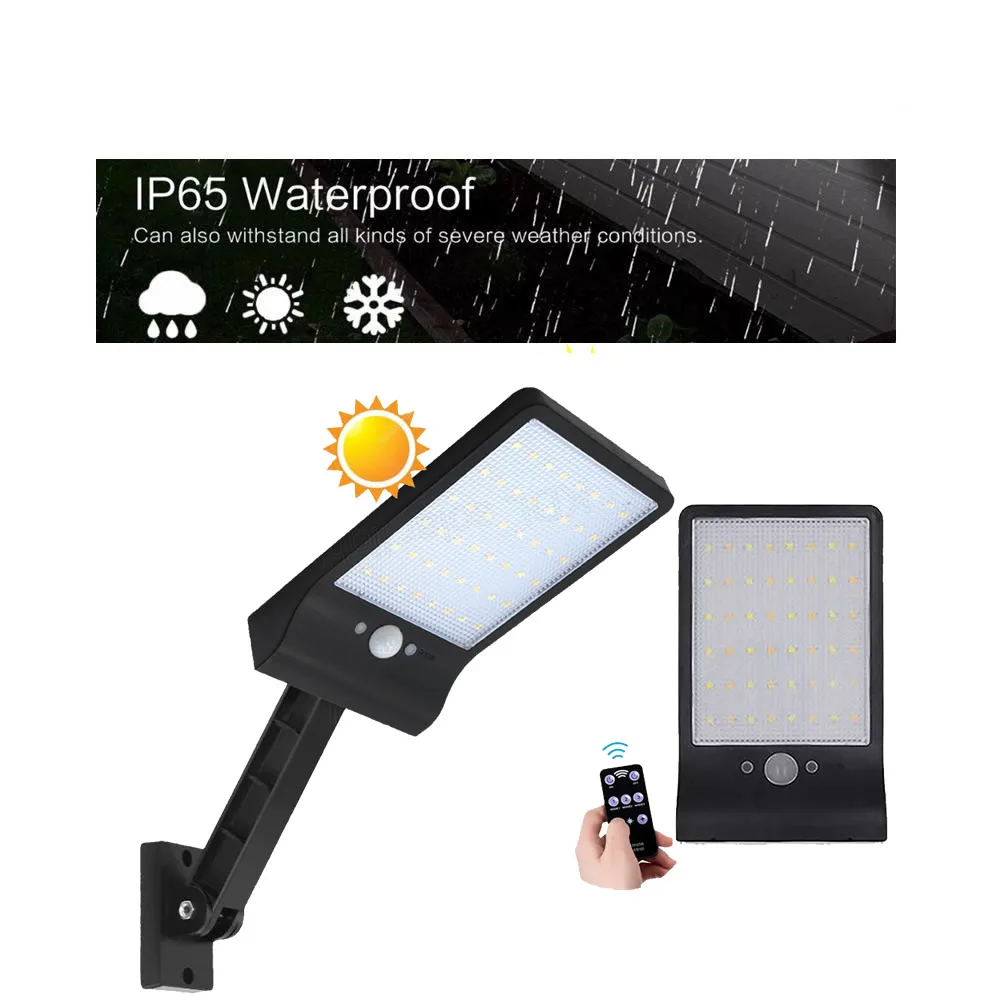 

remote control rotate bracket solar street light 48 LED 500 LM Solar Lamp Human Body Induction Wall Light 3 Modes Dimmable Outdo