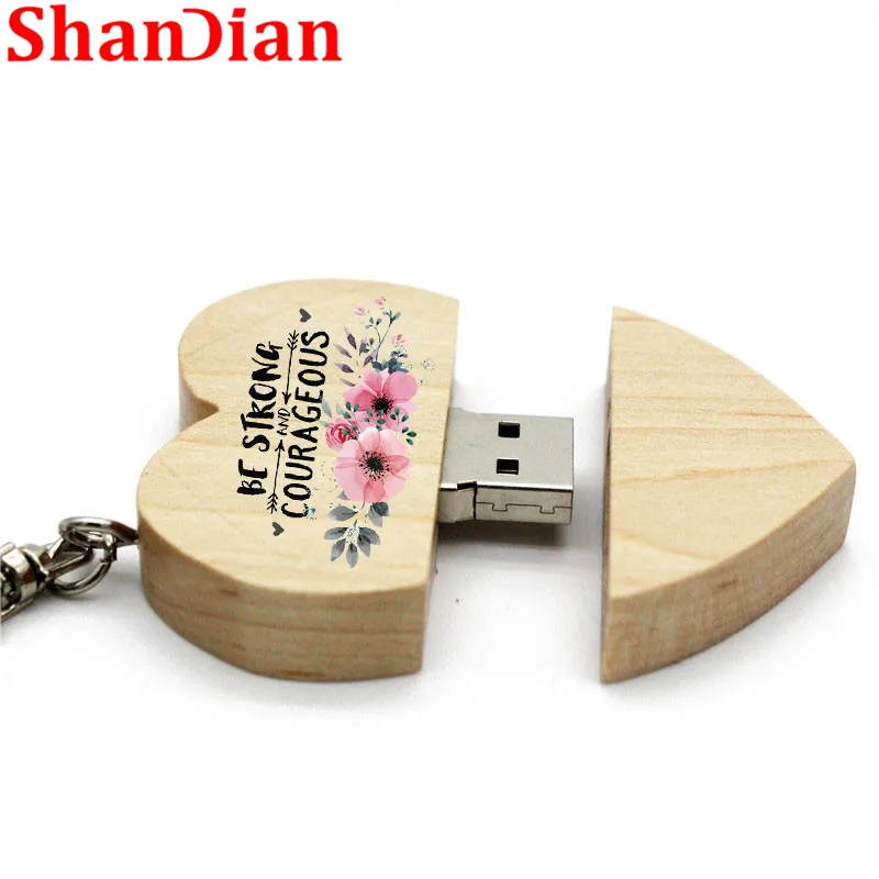 SHANDIAN (более 1 шт. бесплатный логотип) деревянная Usb флеш карта памяти с сердцем