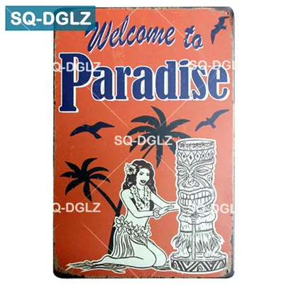 [SQ-DGLZ] TiKi Bar металлическая вывеска для клубного паба, декоративная доска, металлические старинные ремесла, домашний Декор, живопись, плащи, художественный плакат - Цвет: 0242