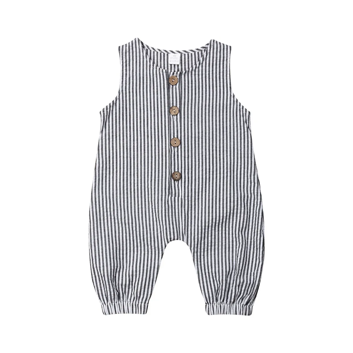 Г. Летняя одежда для малышей хлопковый комбинезон для новорожденных мальчиков и девочек, комбинезон в полоску без рукавов, одежда, костюмы пляжный костюм для детей от 0 до 18 месяцев - Цвет: Серый