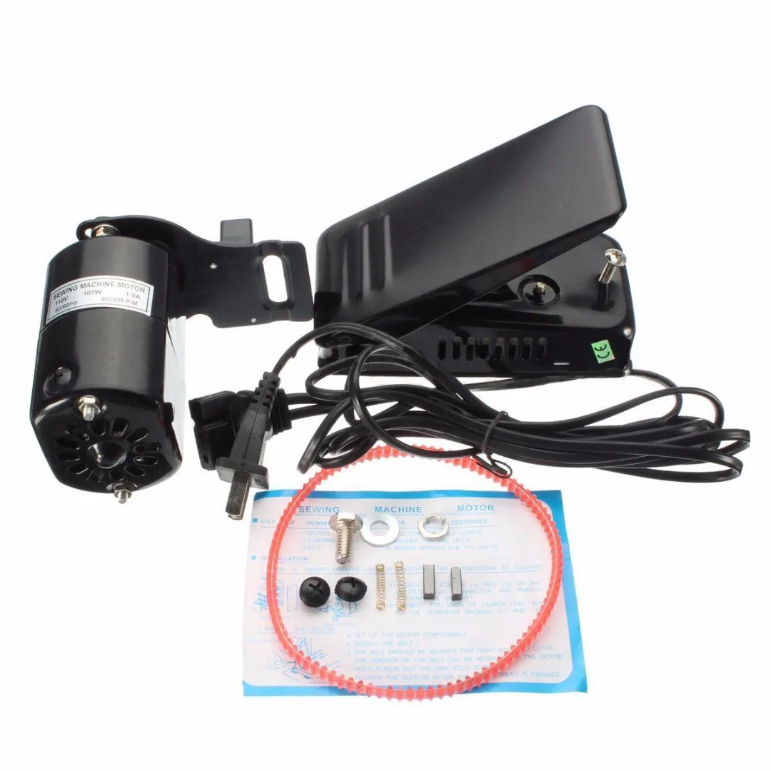 220V 100W Universal Home Sewing Machine Motor Foot Pedal Controller Black 6000rmp