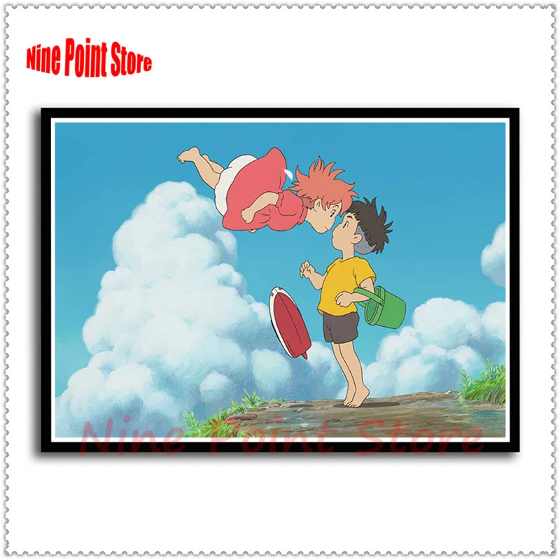Ponyo на скале Хаяо Миядзаки бумага с покрытием классический мультфильм фильм плакат домашний Декор без рамки - Цвет: Серый