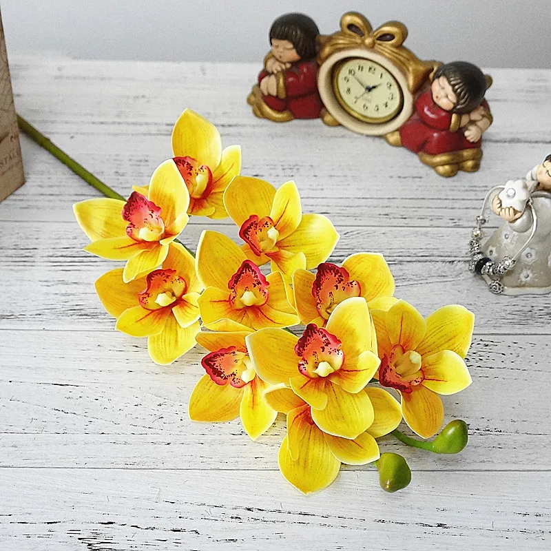 Настоящее прикосновение 3D печать искусственный цветок орхидеи Cymbidium латексный имитирующий цветок для украшения дома и свадьбы