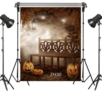 

Vinyl Halloween Night Carved Wooden Chair Pumpkin Newborn 5X7FT Studio Backdrop Photography Photo Props Photographic Background