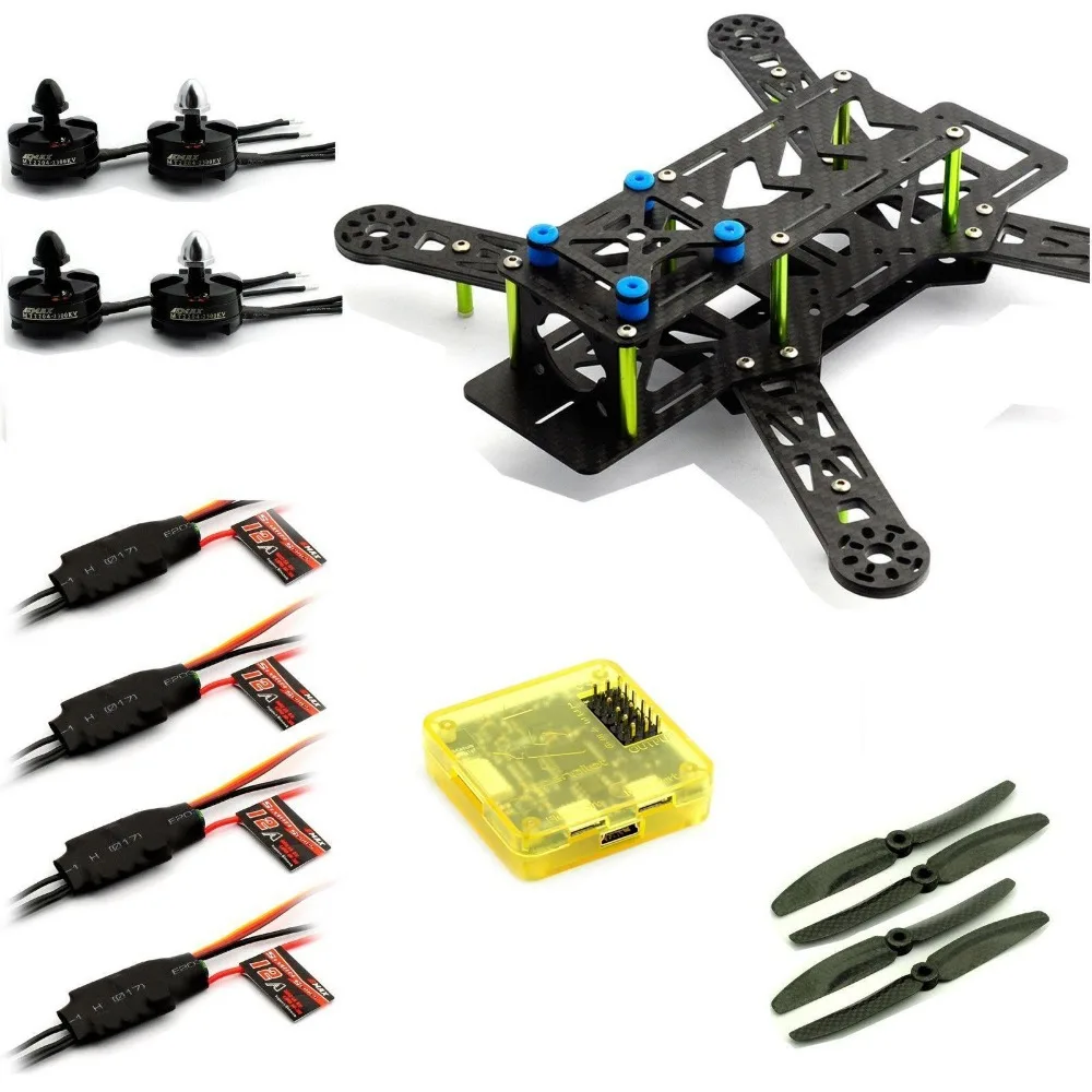 Emax Quadcopter 250 Frame MT2204 Motor 12A ESC Carbon Prop CC3D GREEN